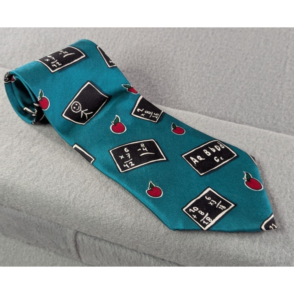 Save the Children "Back to School" Silk Tie Maria Age 10 Chalkboard Teal